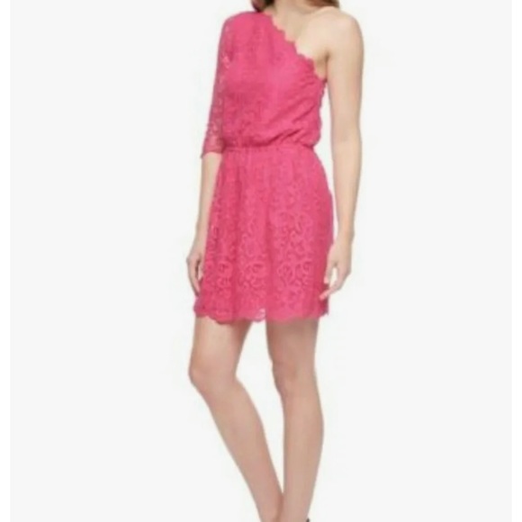 JUICY COUTURE Dress Starlet One Shoulder Lace Pink NWT Size 10 - Picture 15 of 15